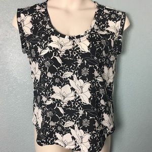 J. Crew Factory Black and White Floral Blouse